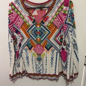 Flying Tomato Boho Aztec Print Long Sleeve Top | Colorful Boutique Style